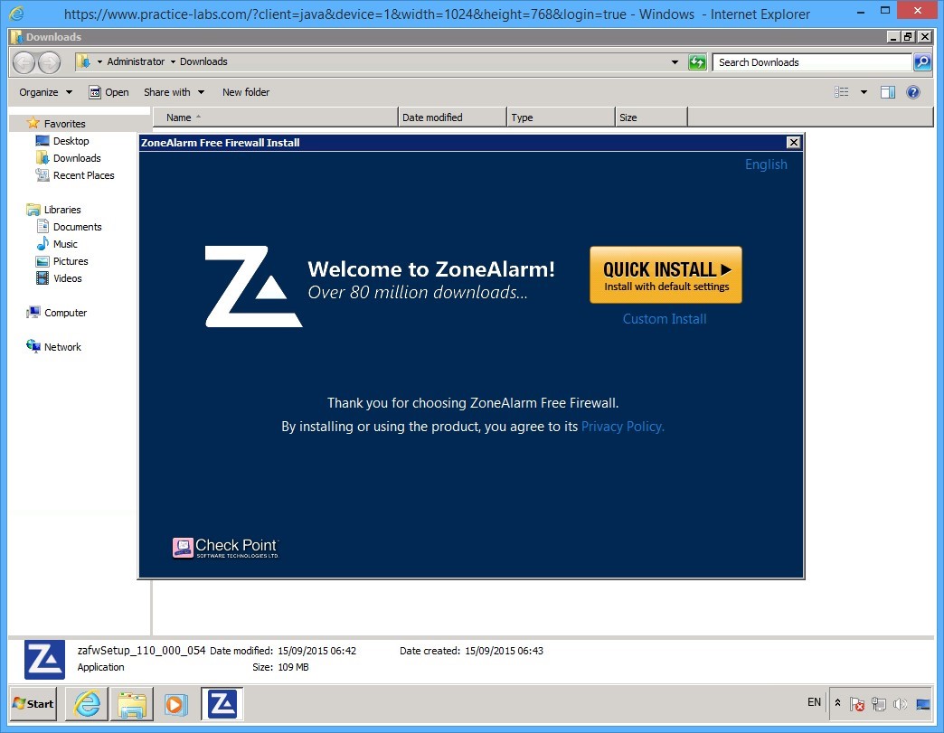 Practice Labs screenshot.